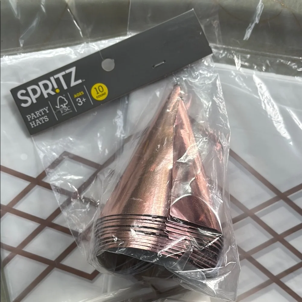 Spritz Rose Gold Party Hats, Table Covers & Napkins Set
